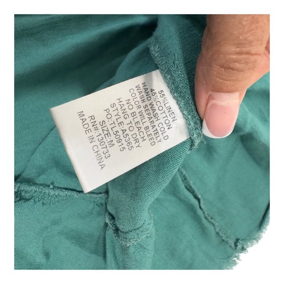 Umgee Womens Green Tiered Linen Blend Short Sleeve Tunic Dress Size M - Picture 4 of 10